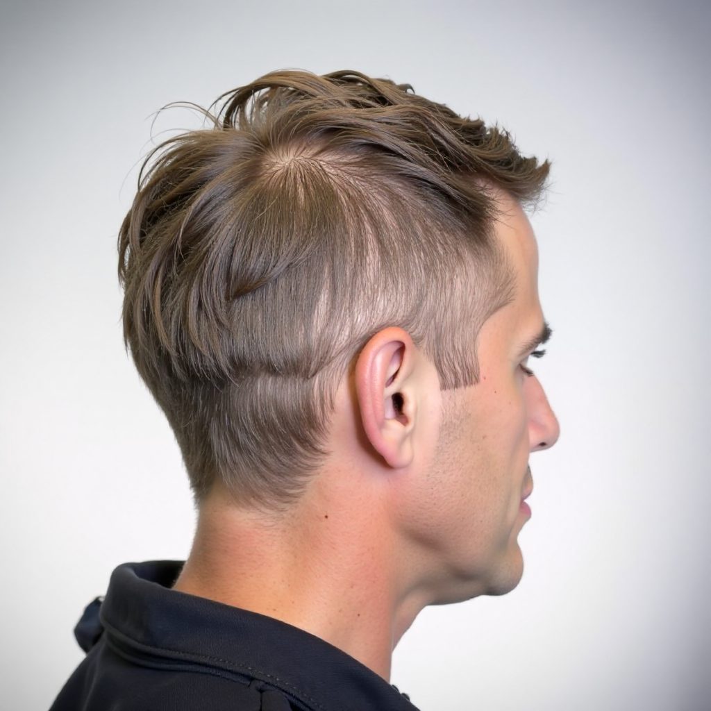 Bald Fade Slick Back with Beard