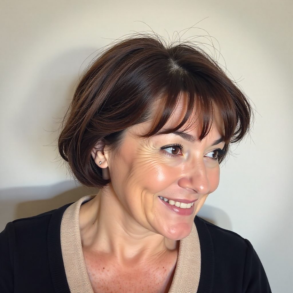 Long Sweeping Fringe Bob Cut