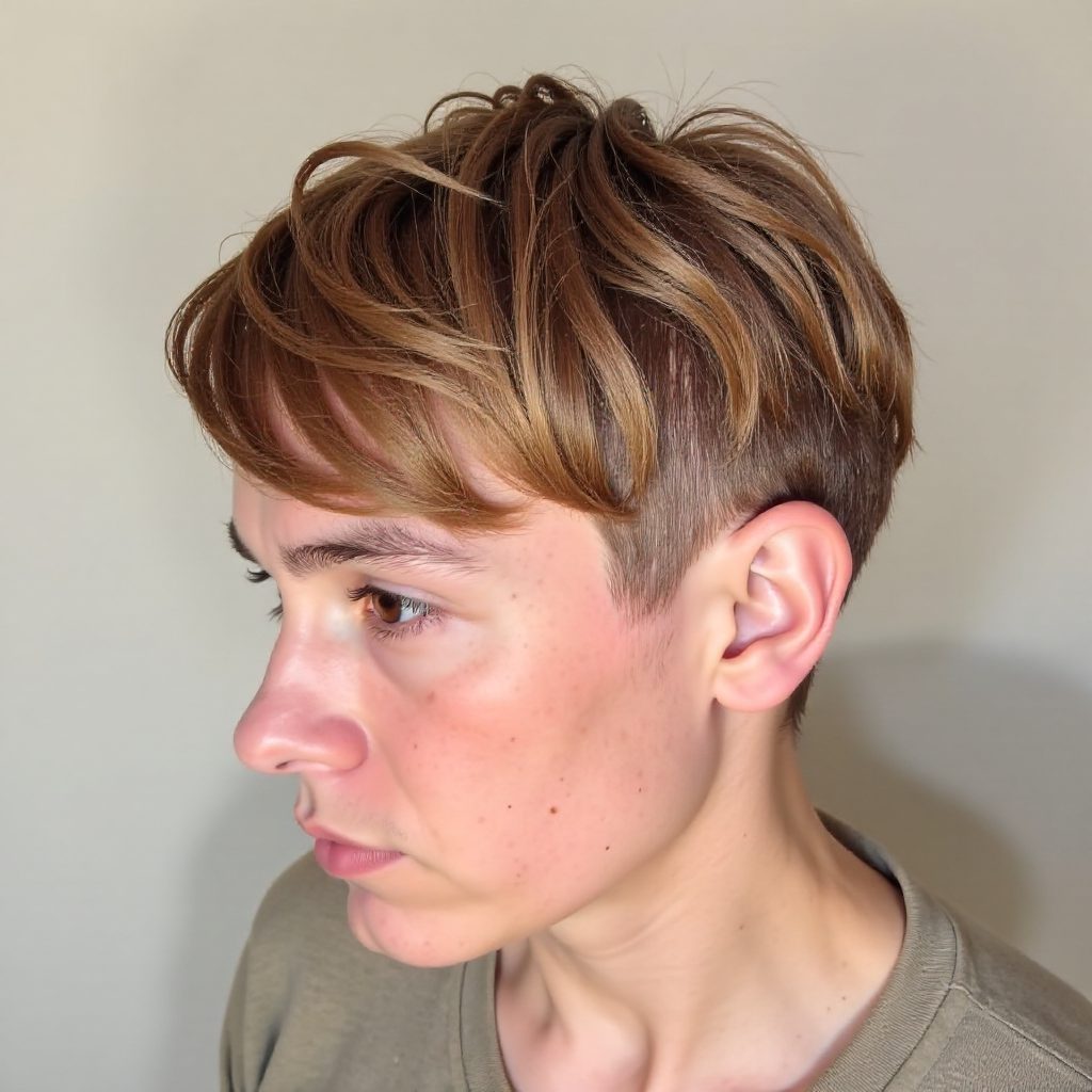 Red Textured Pixie with Undercut