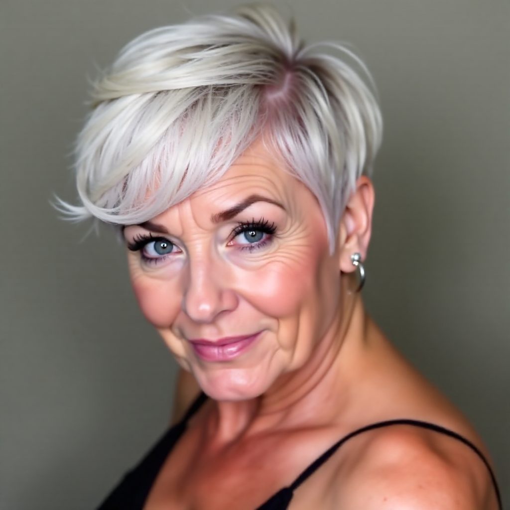 Asymmetrical Silver Blonde Pixie
