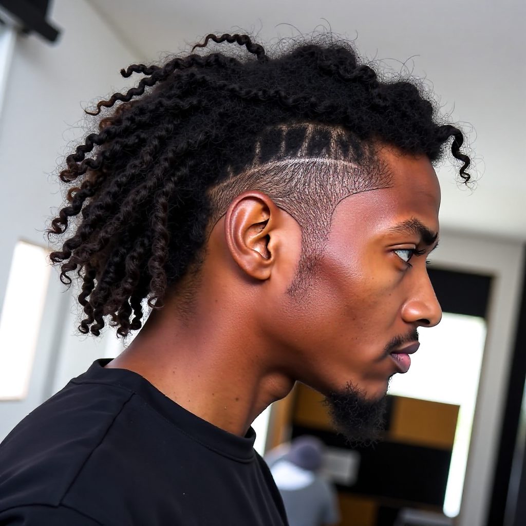 Permed Faded Faux Hawk Mullet