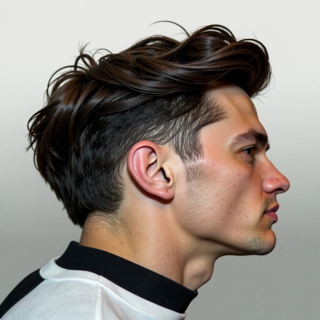 Burst Fade Slick Back Pompadour