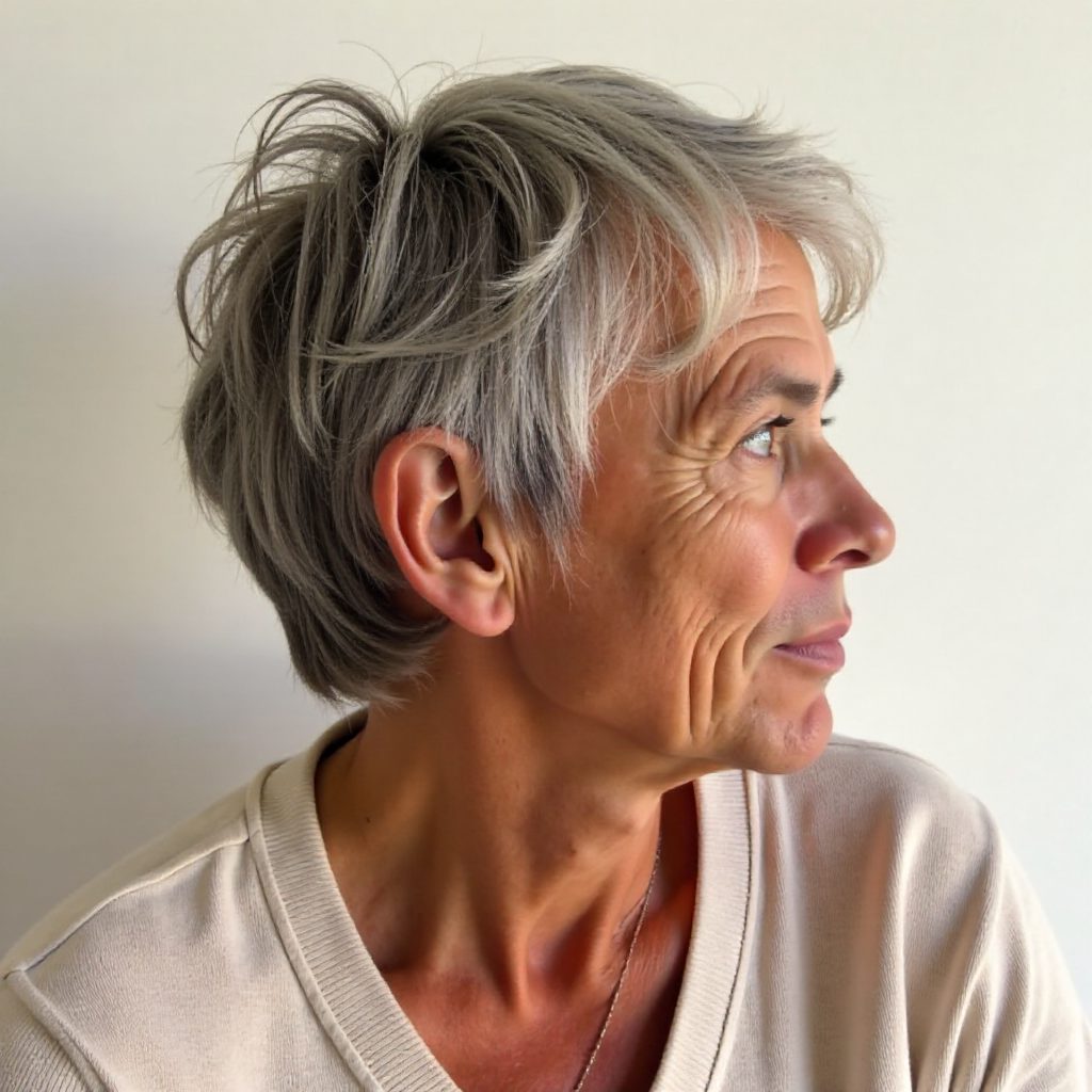 Silver Gray Choppy Pixie