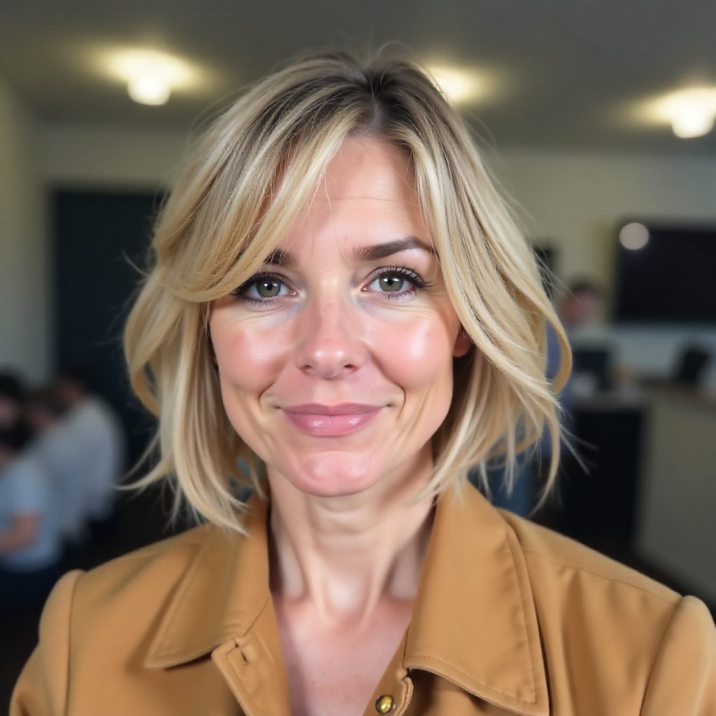 Wavy Bob with Side Swept Bangs