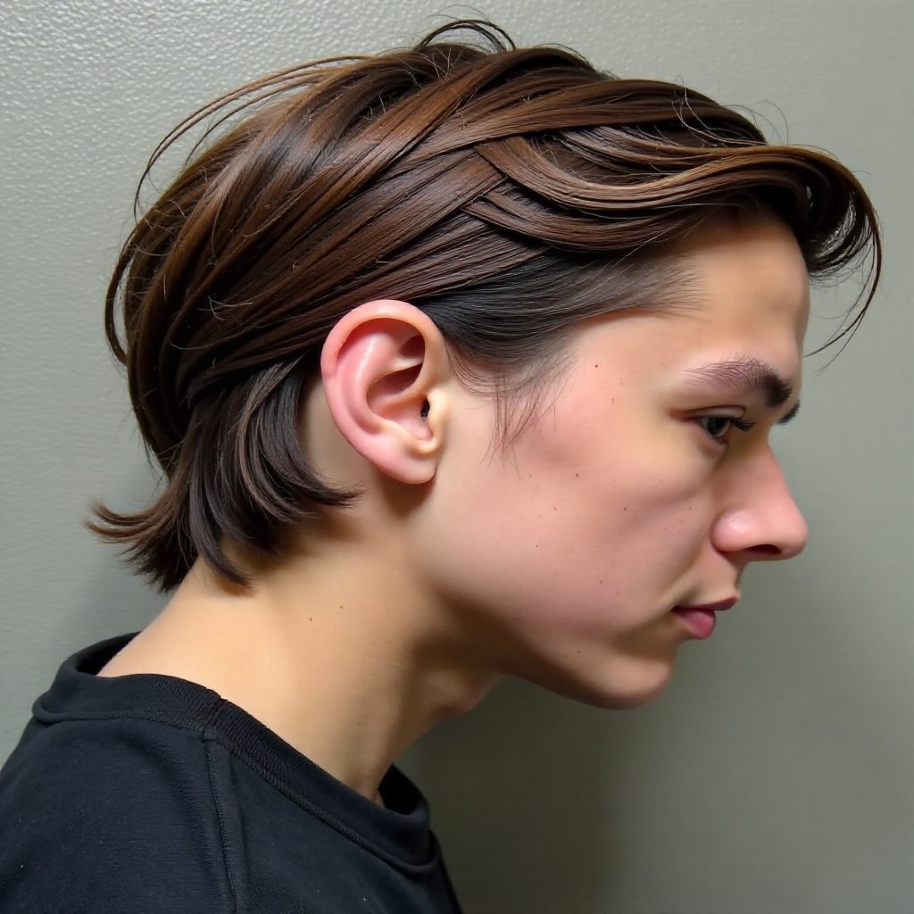 Modern Mullet Fade Straight Hair