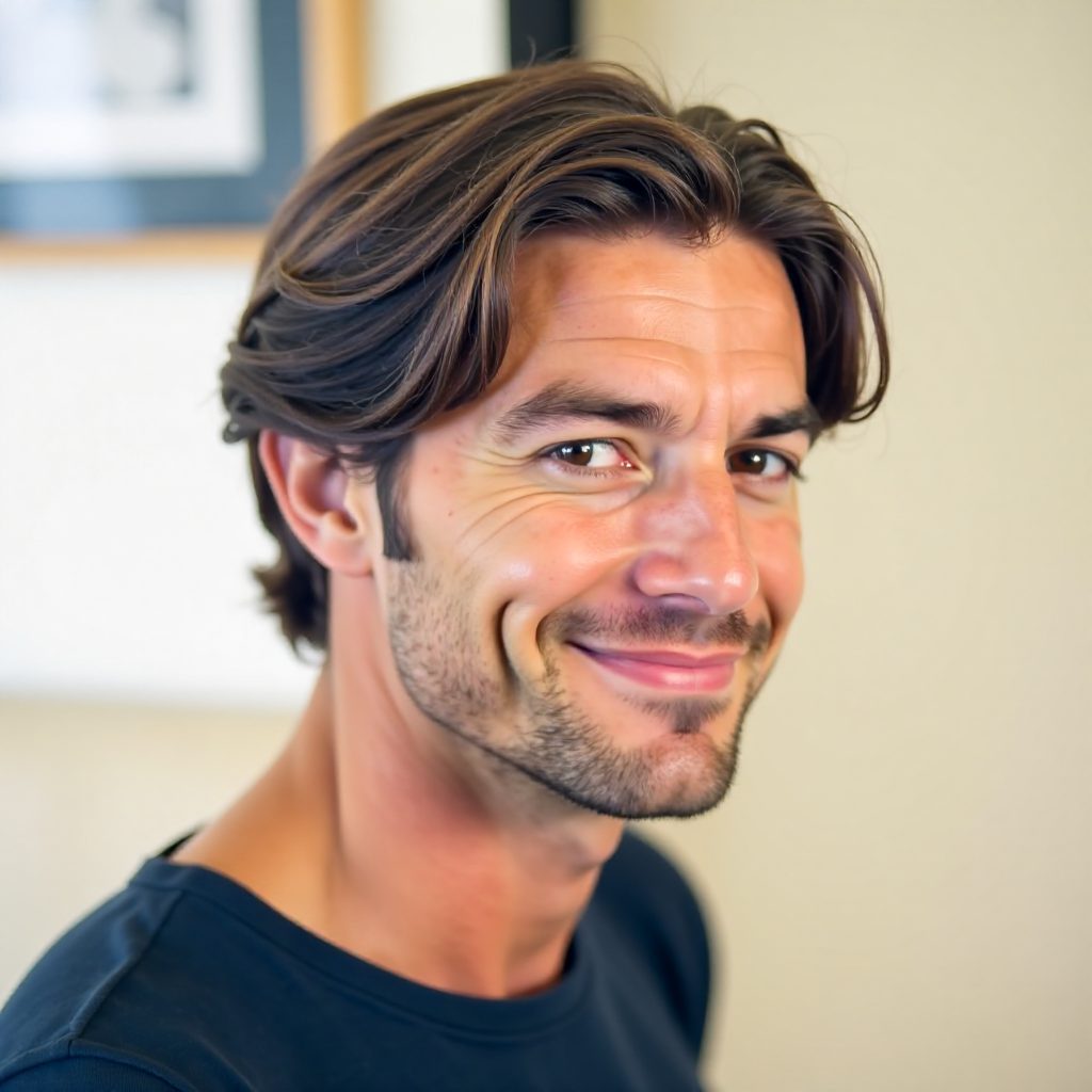 Center-Parted Surfer Hairstyle