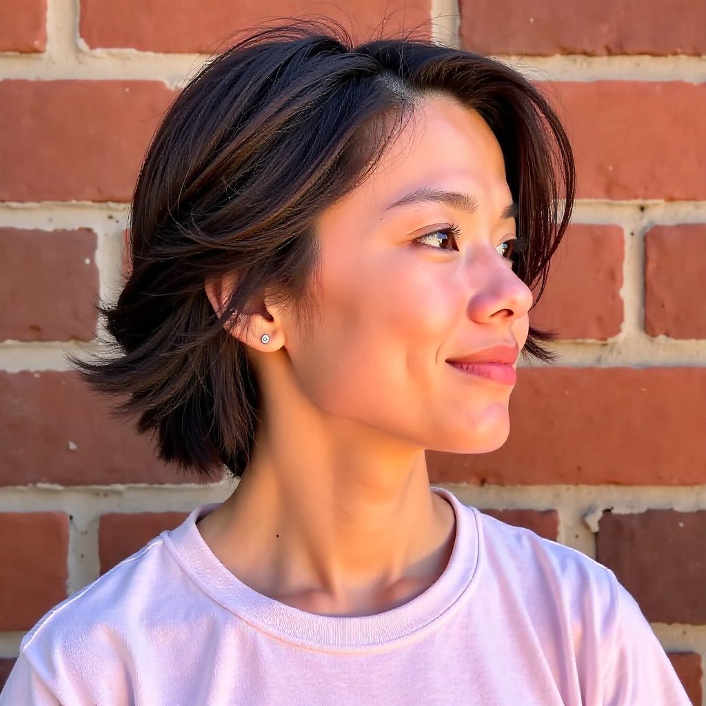 Short Soft Mullet with Curtain Bangs