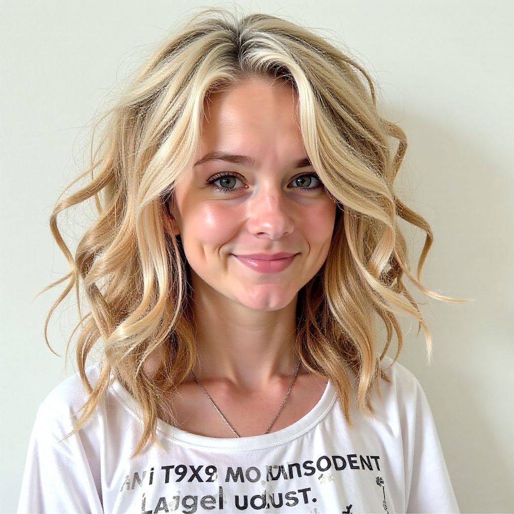 Fluffy Golden Blonde Midi Curls