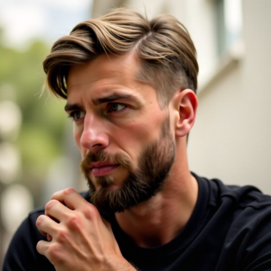 Ivy League Haircut with Facial Hair