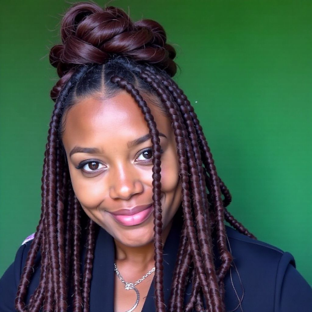 Half Up Half Down Twist Black Hairstyle