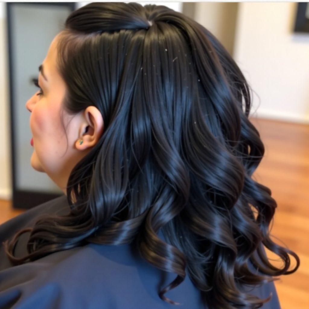 Bridal Black Hairstyle Half Up and Half Down