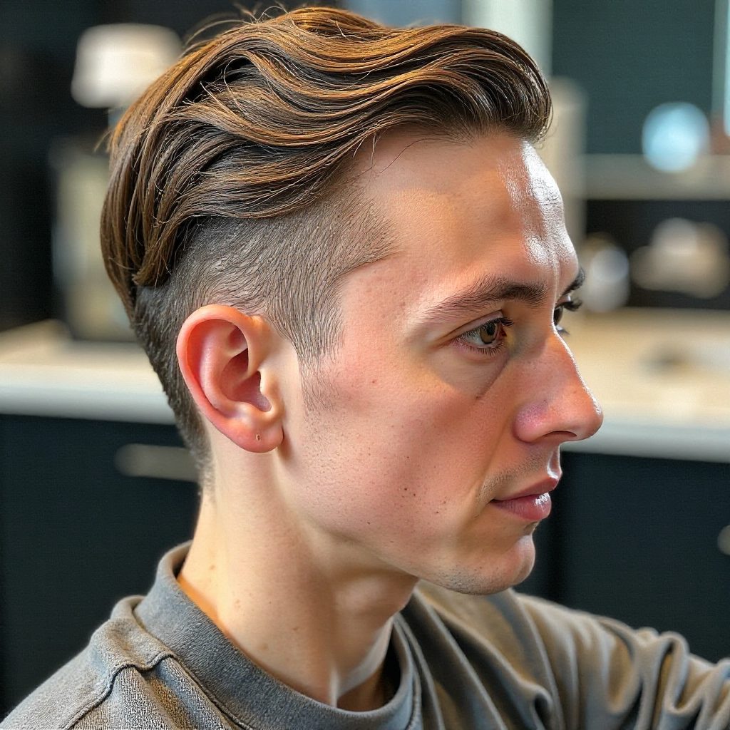 Slicked Back Fade Hairstyle for Men Over 50