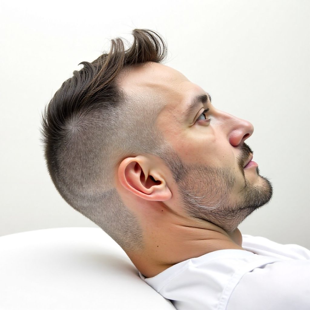 Silver Hair with Shaved Sides and Long Top
