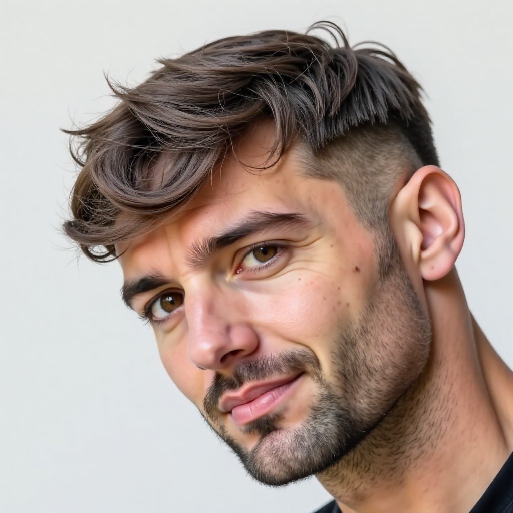 Textured Haircut for Diamond Face Shape Male Thick Hair