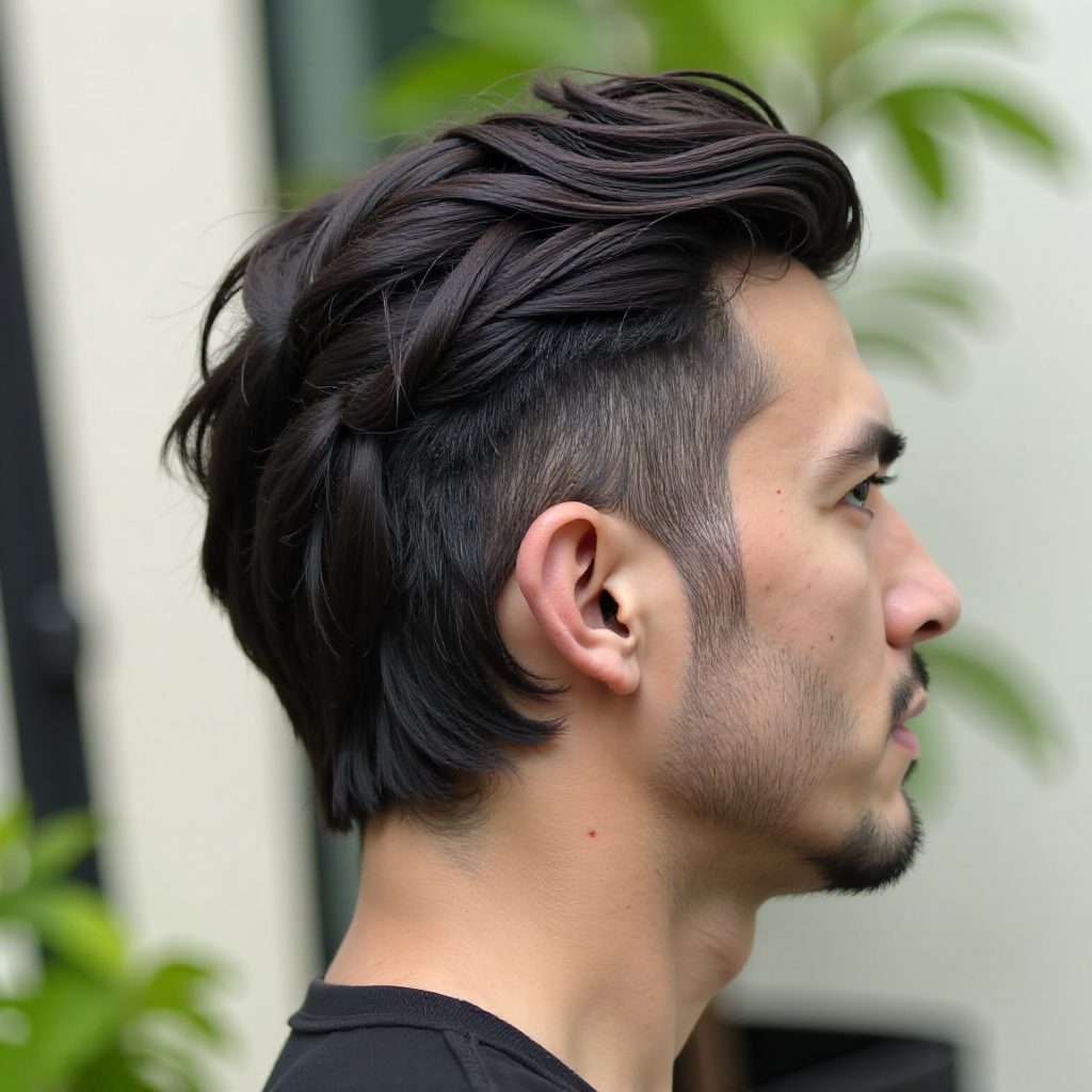 Salt and Pepper Brushed Back Hairstyle