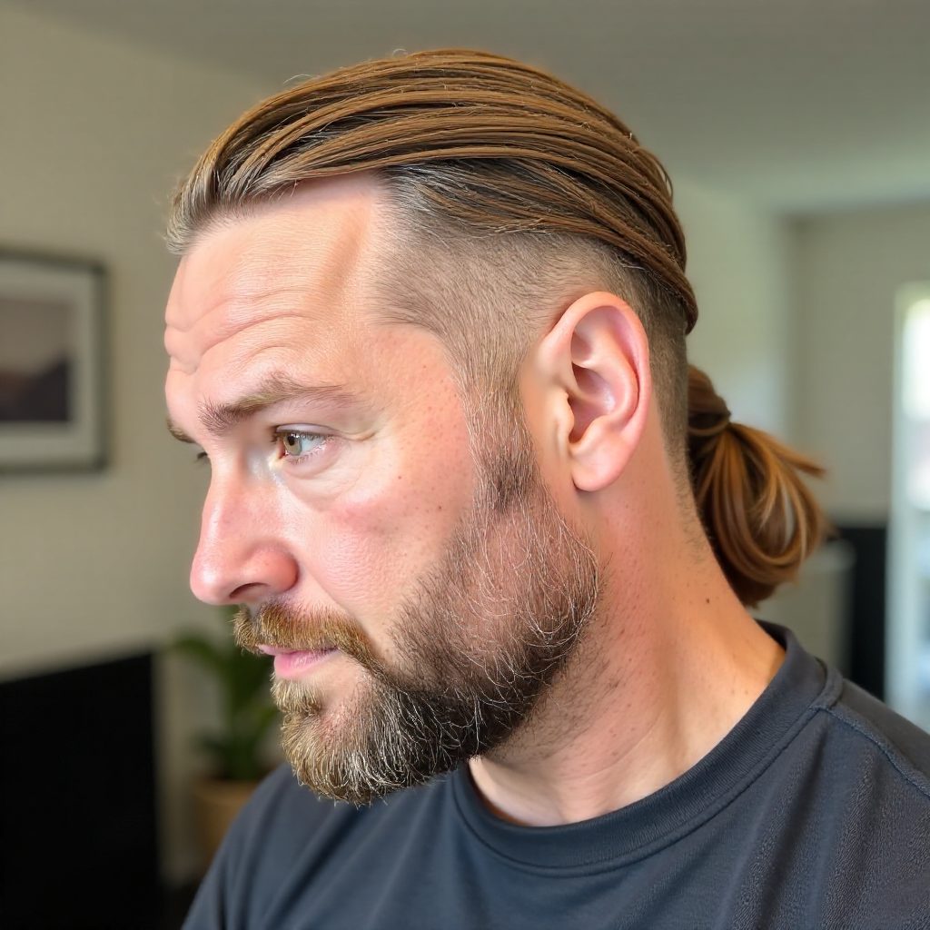 Slicked Back Undercut with Beard