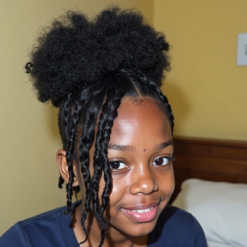 Slicked Back Style with Puff and Twisted Bangs
