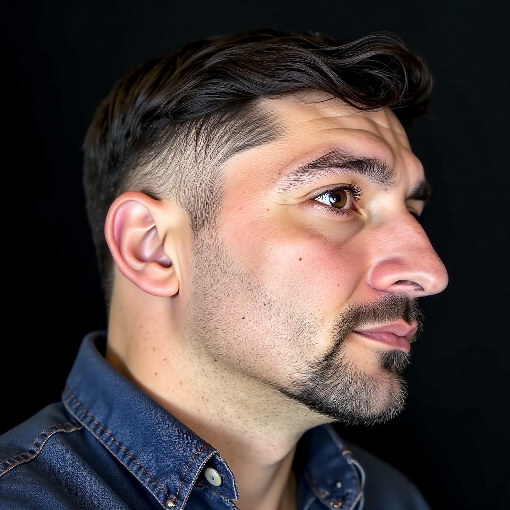 Professional-Looking Side Part with Skin Fade and Beard