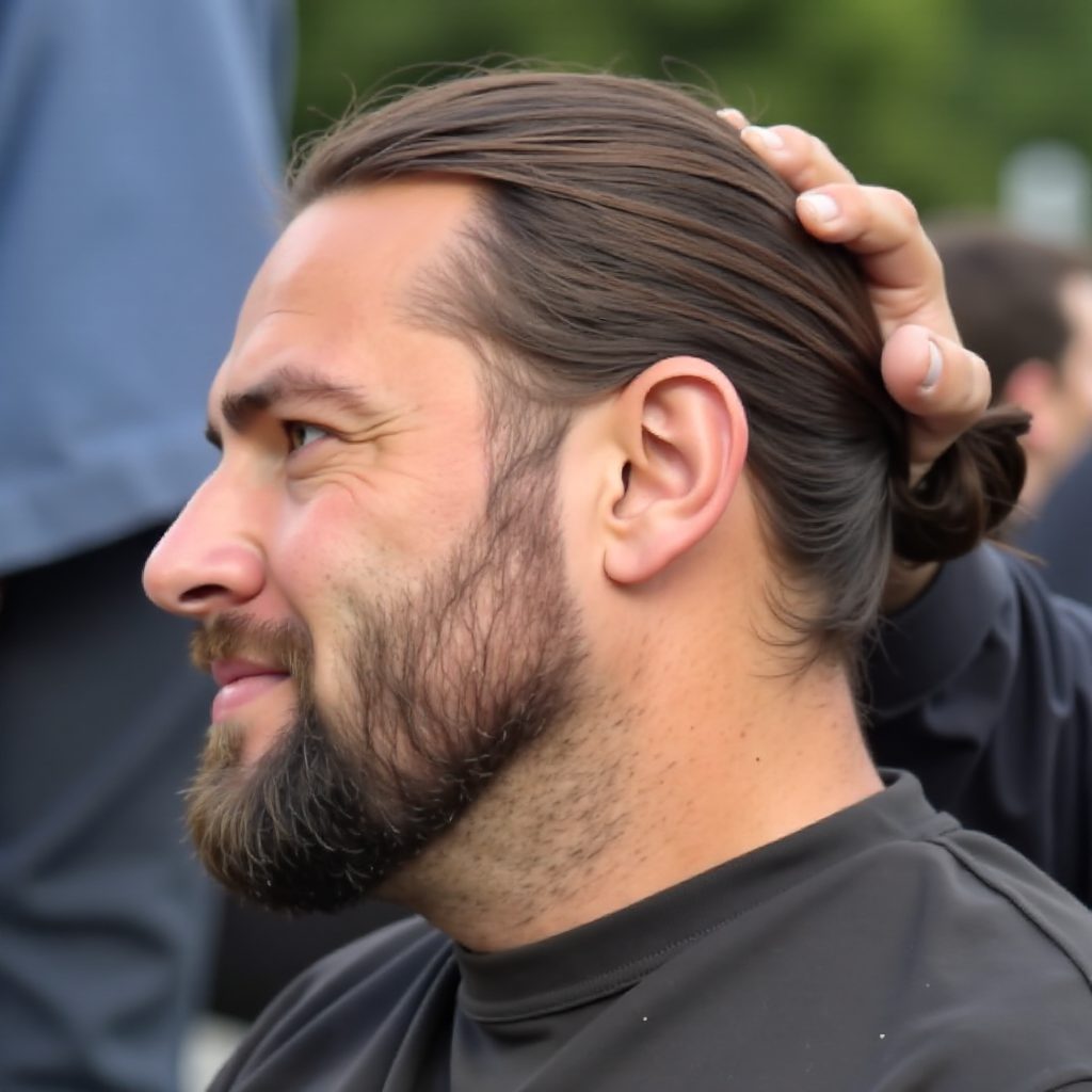 Low Ponytail Hairstyle Men