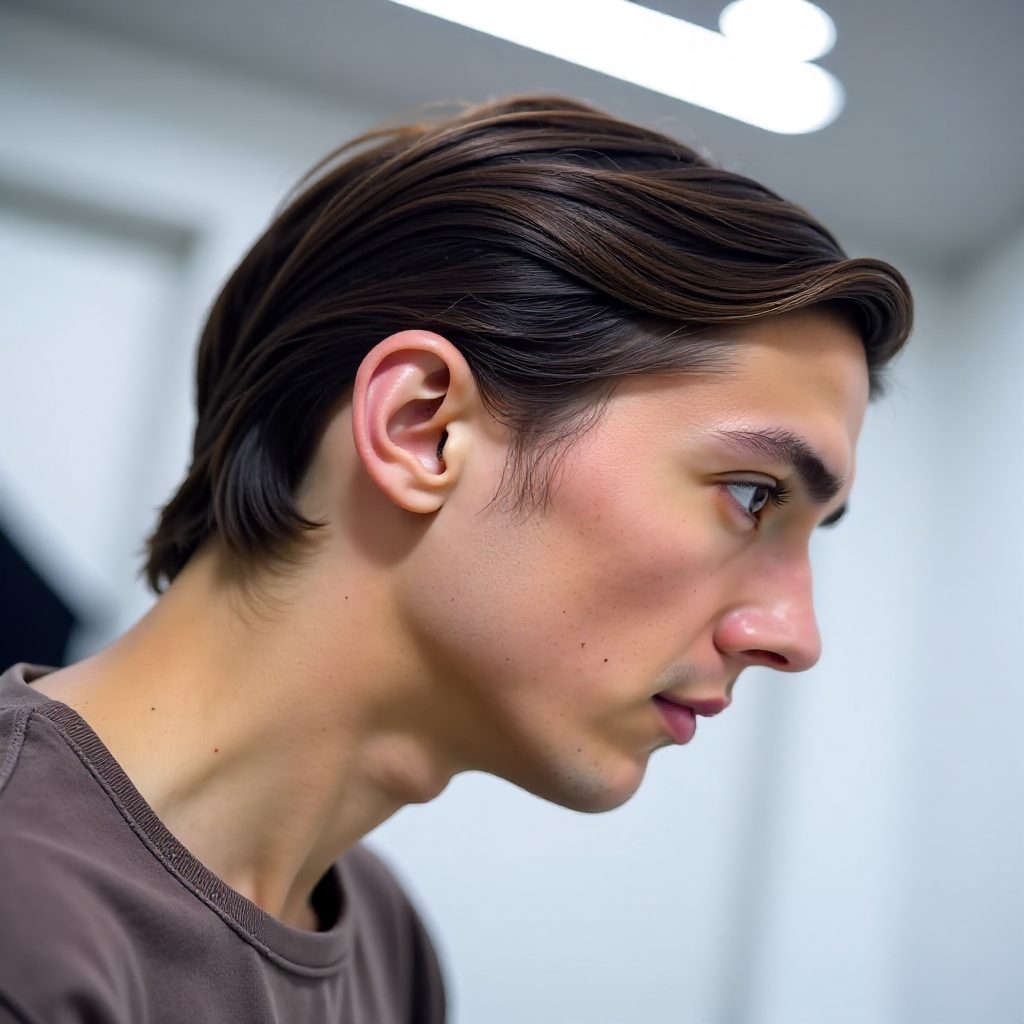 Tapered Brushed Back Haircut for Straight Hair