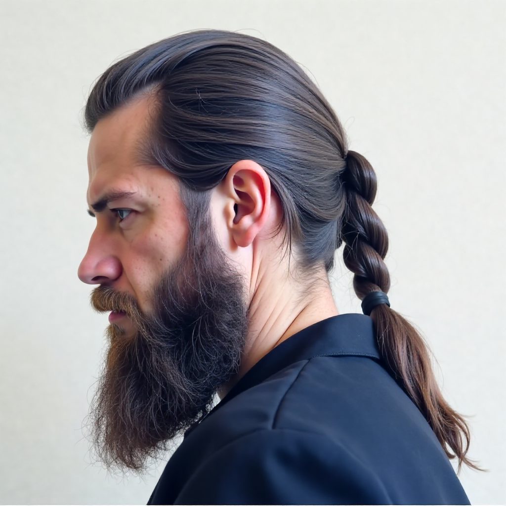 Male Braided Ponytail