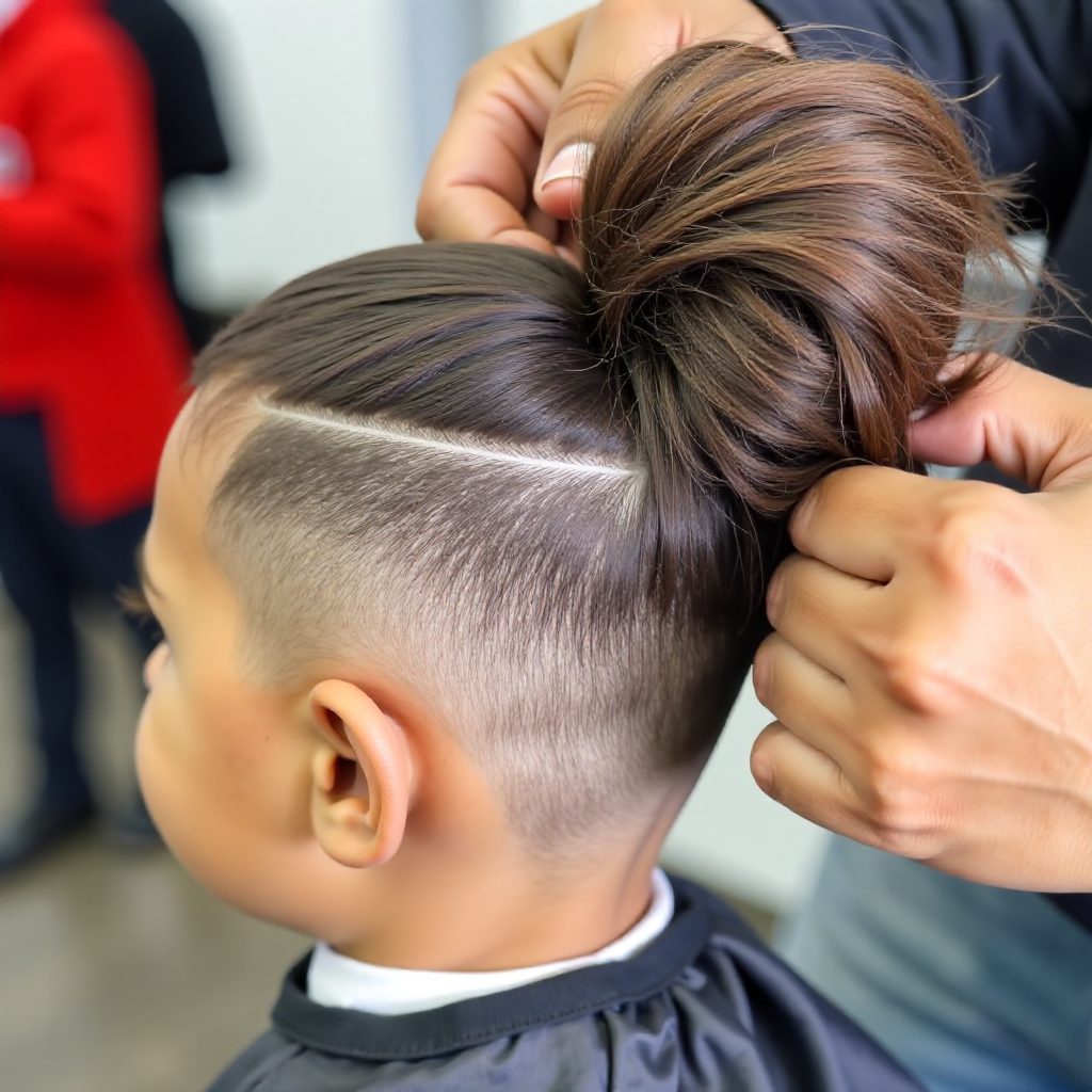 Man Bun with Long Curly Hair