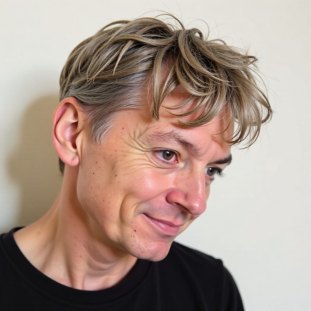 Textured Haircut with Fade for Straight Hair
