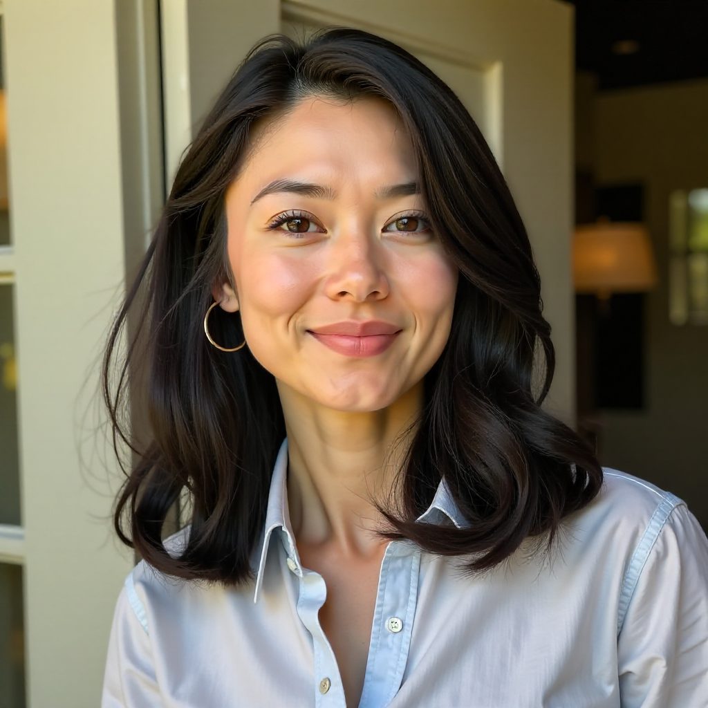 Mid-Length Hairstyle with a Flip