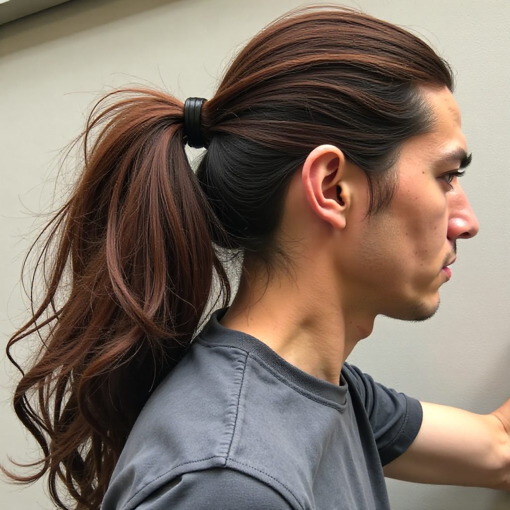 Long Hair Ponytail Men