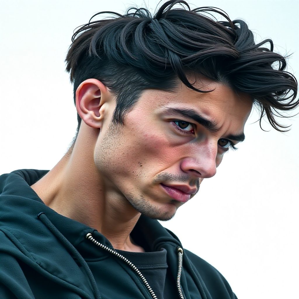 Guys Layered Textured Crop for Curly Hair
