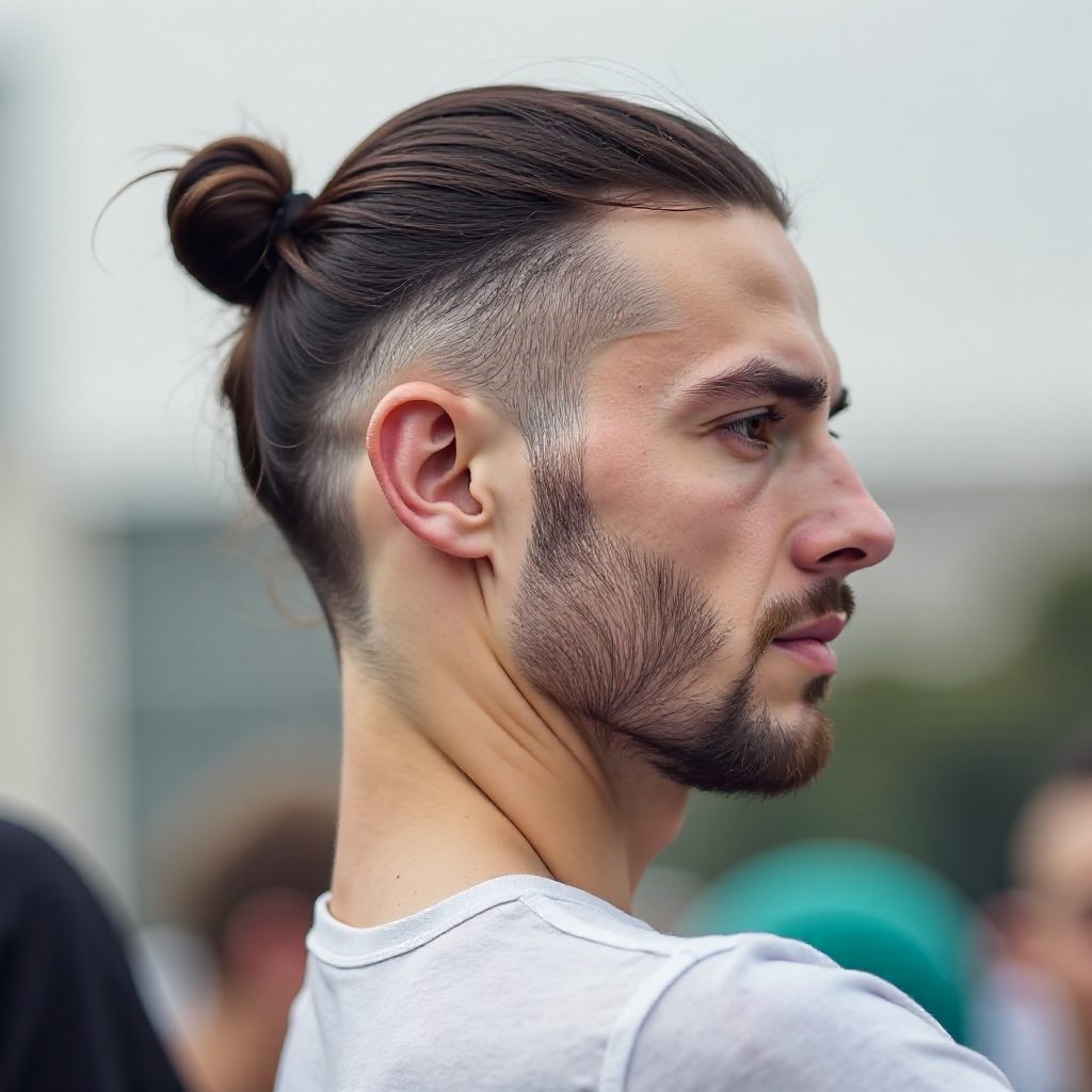 Undercut Man Bun for Thick Straight Hair