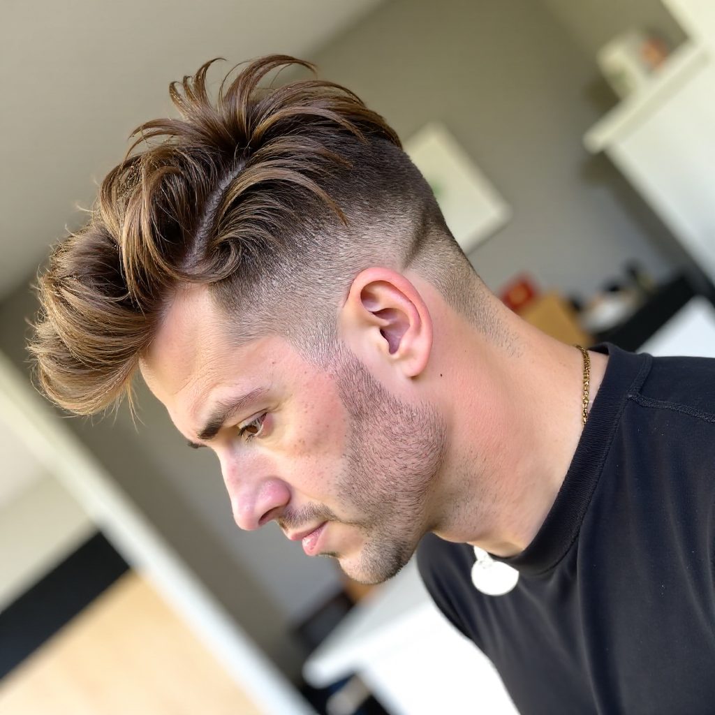 Curly Hair with Shaved Design
