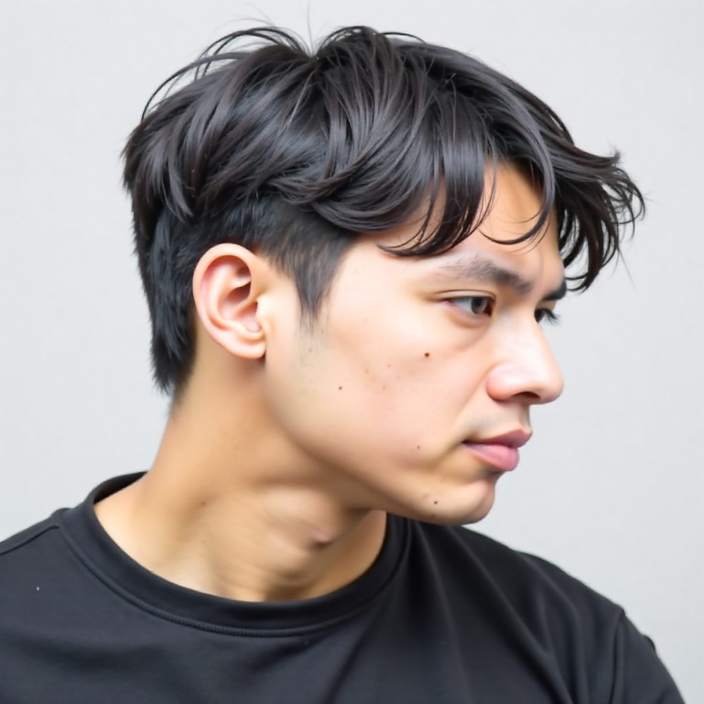 Layered K-Pop Curtain Hairstyle for Men