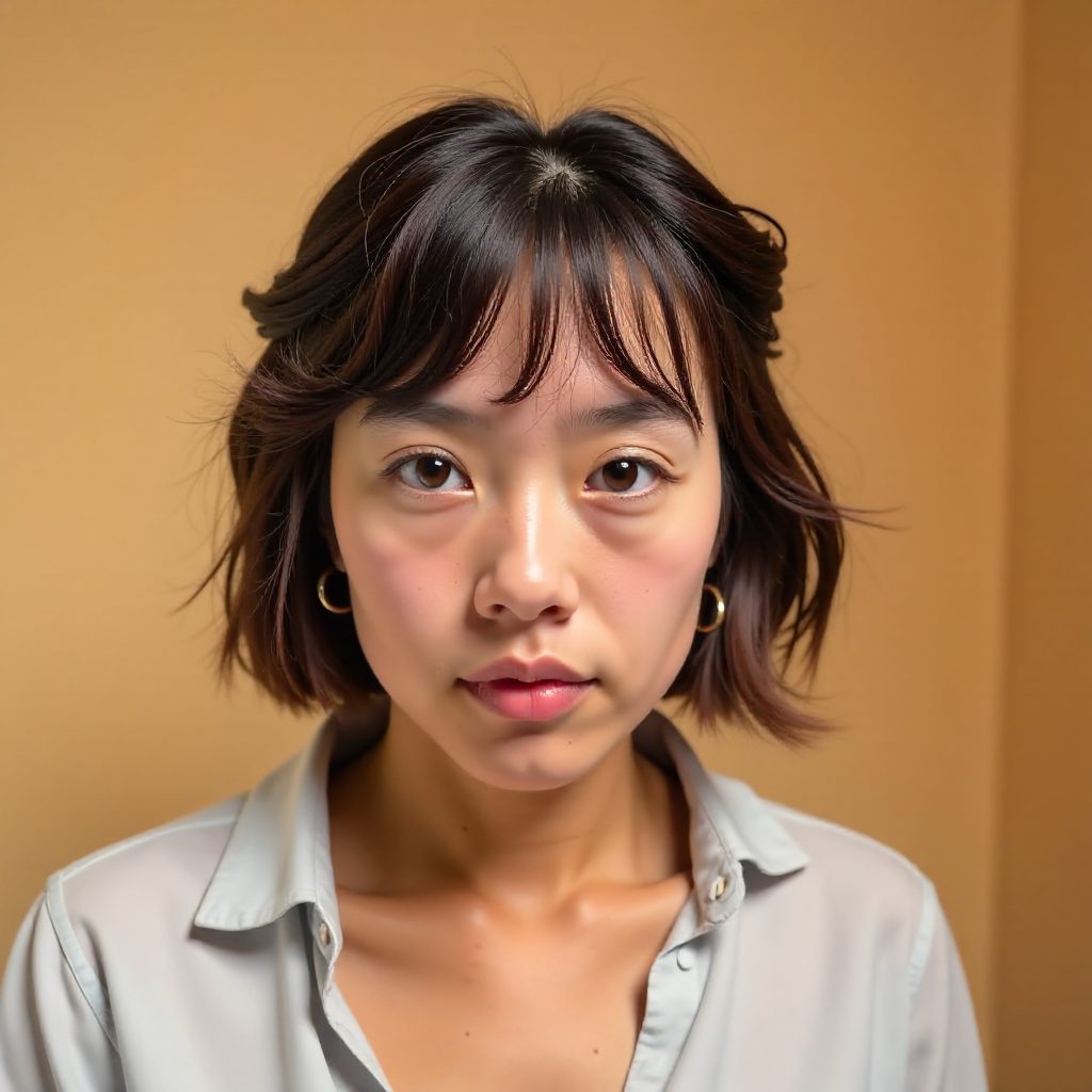 Short Bob with Highlights and Choppy Bangs