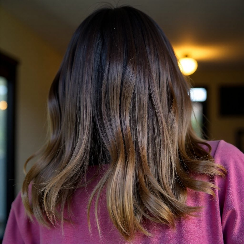 Black Hair with Blonde and Brown Highlights