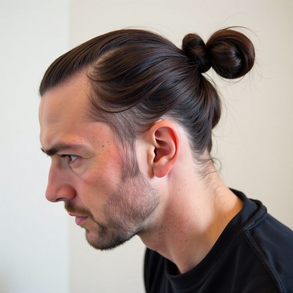 Messy Man Bun with Low Undercut