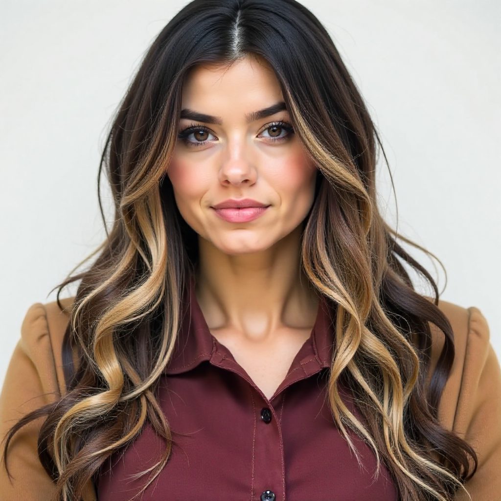 Black Hair with Chunky Blonde Highlights