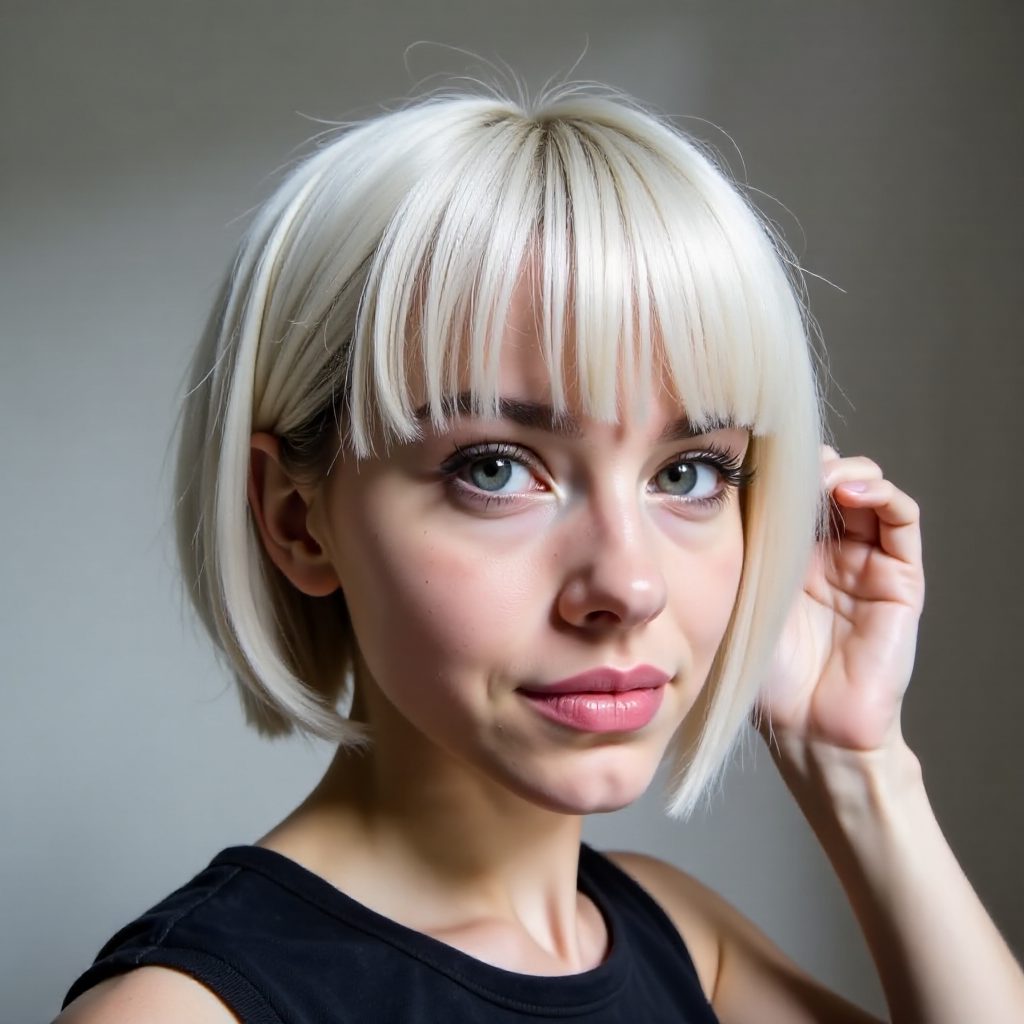 Short Blunt Bob with Straight Across Bangs