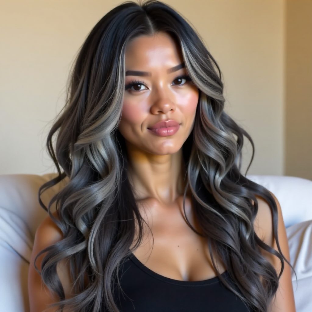 Highlighted Black and Blonde Hair