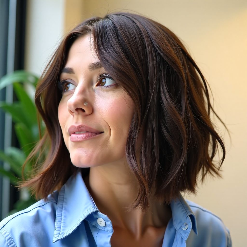 Slightly Inverted Blunt Bob with Center Part