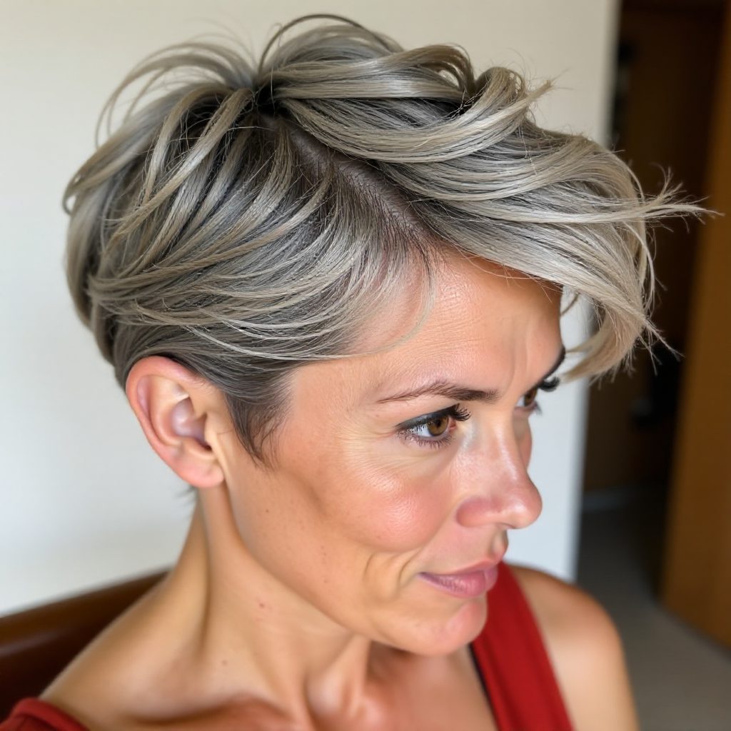 Long Face Tousled Pixie Cut