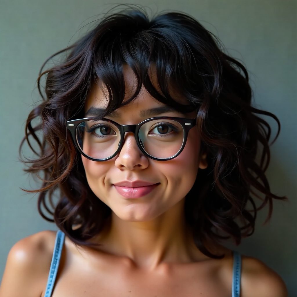 Pear Face Voluminous Curly Hairstyle