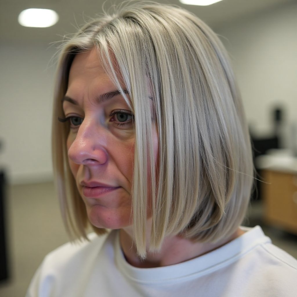 Over 60 Blunt Gray A-Line Bob Haircut