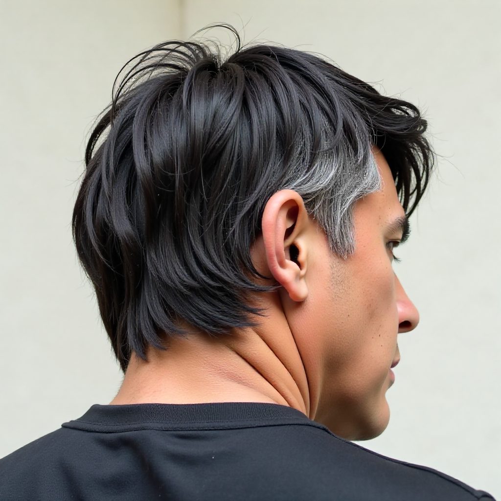 Burst Fade Mullet for Curly Hair