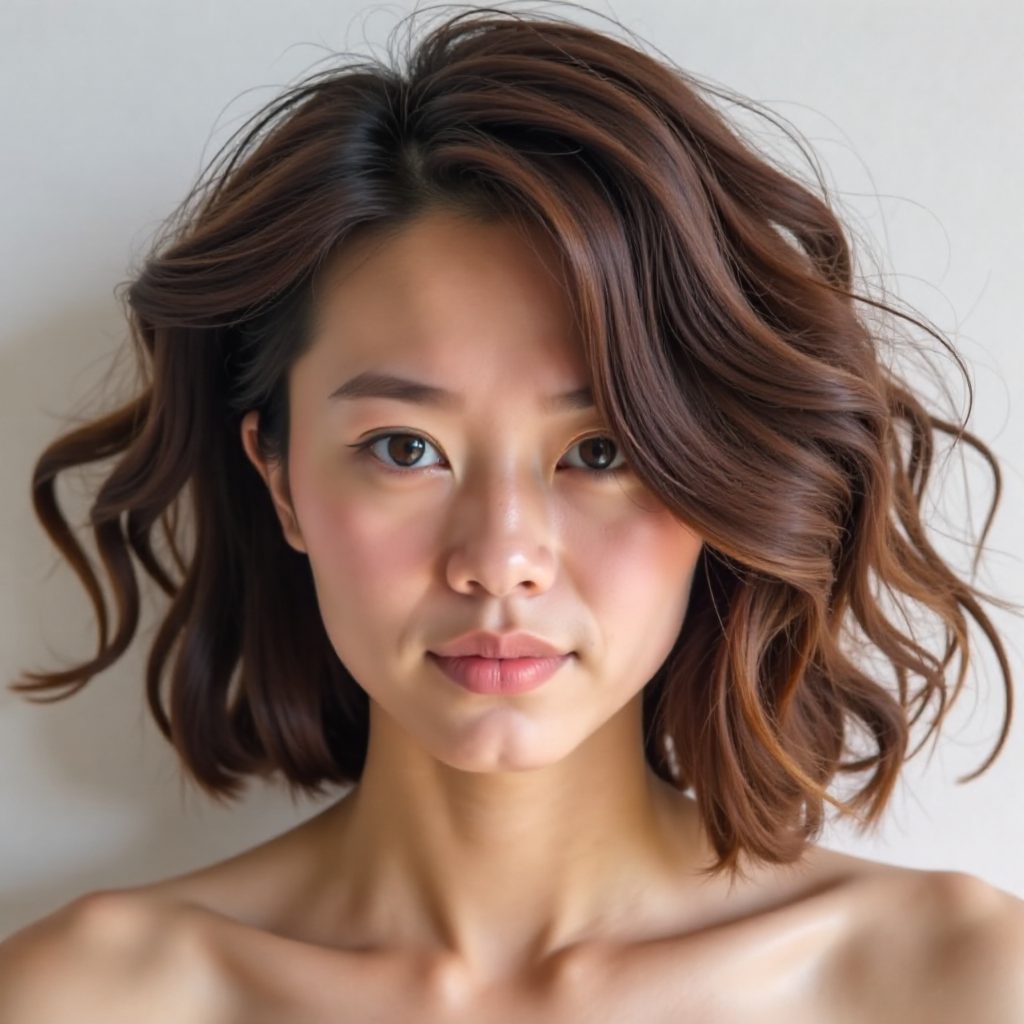 Short Off-Centered Bob for Rectangle Face