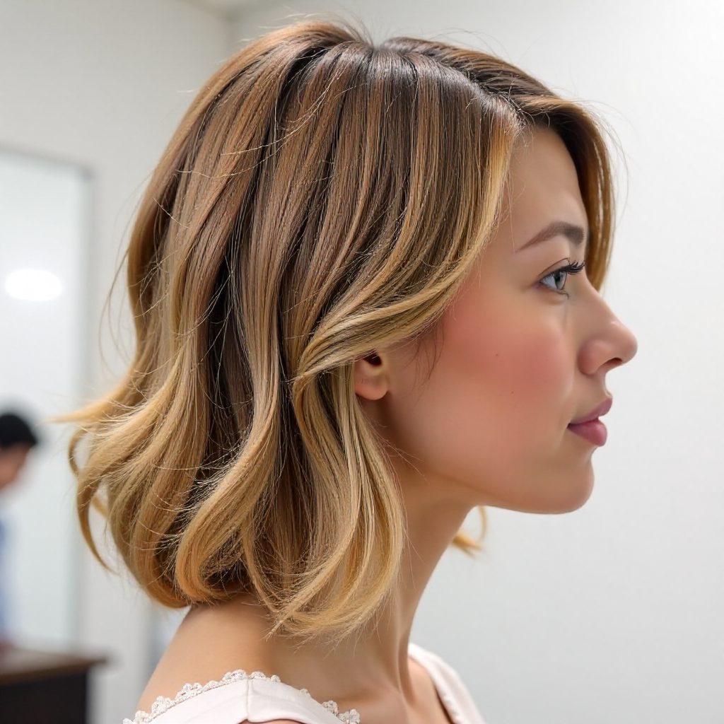 Loose Perm Lob Hairstyle