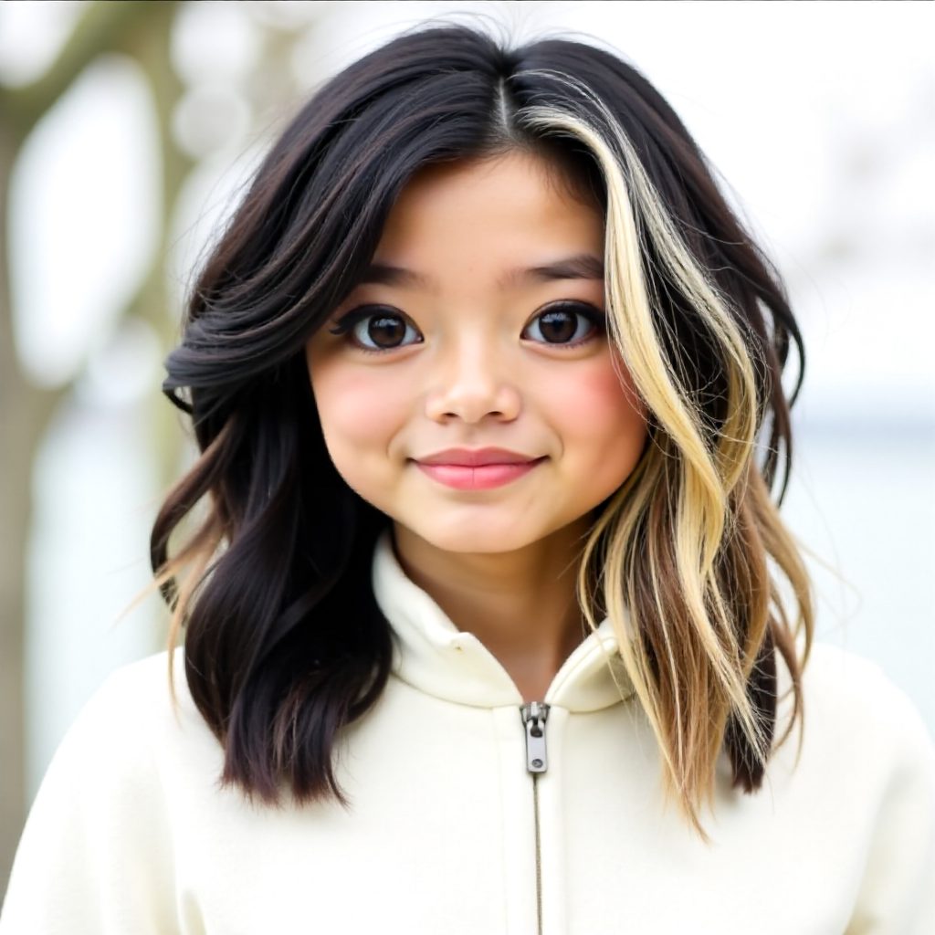 Black Hair with Bright Blonde Streak