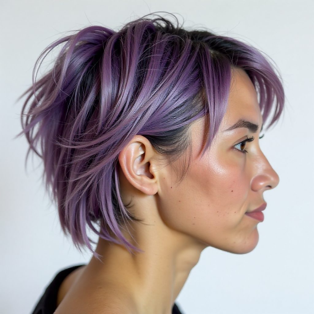 Bold Purple Mohawk with Haircut Design