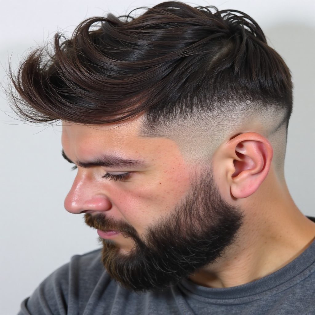 Haircut Designs with Long Beard and a Quiff